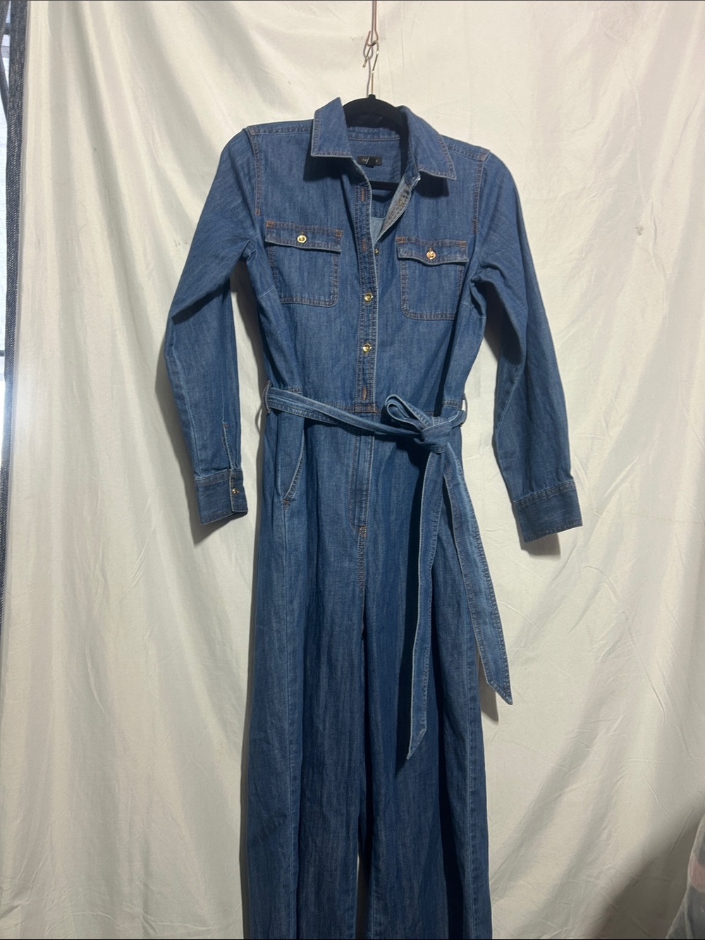 Talbots Denim Jumpsuit Romper in Medium Blue